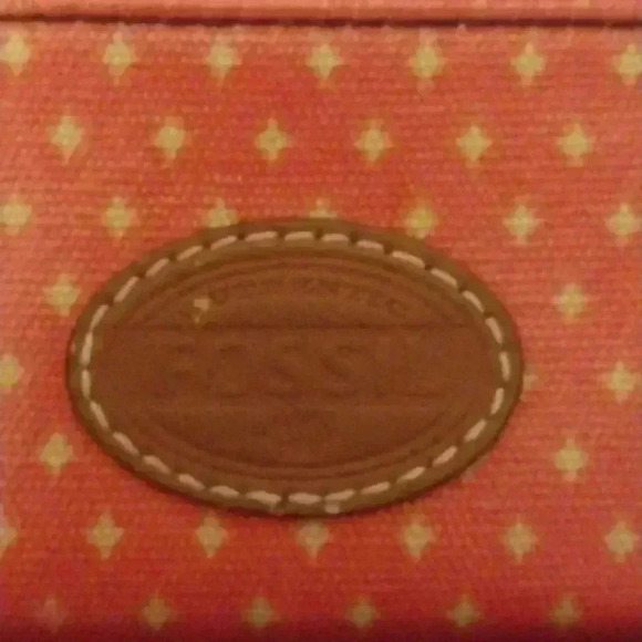 Fossil Women's Wallet Orange Coated Canvas Zip Around Geometric Accordion Wallet - Picture 5 of 5